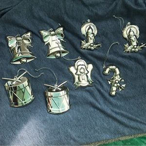 New Silvertone Christmas Tree Ornaments - Lot of 8